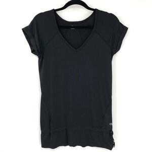 GAP FIT Black Tunic Drawstring Waist Adjustable Active Top V Neck Women S Shirt